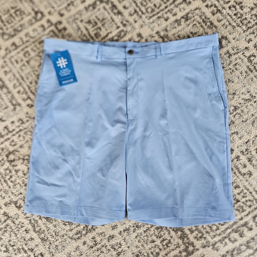 Haggar Men's Cool 18 Pro Performance Shorts Size 42 Blue UV Sun Protection NWT